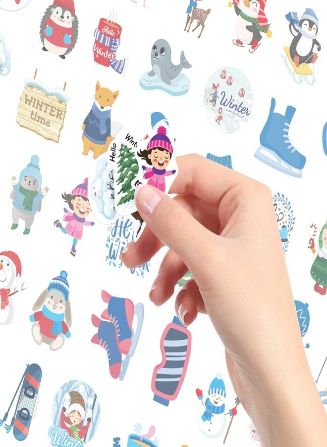 OTAITY 240 PCS Winter Stickers, Snowflake Stickers for Kids, Vinyl Waterproof Sticker for Water Bottle, Laptop, Phone, Hello Winter Sticker with Christmas Tree Snowman Snowflake Penguin - Image 5